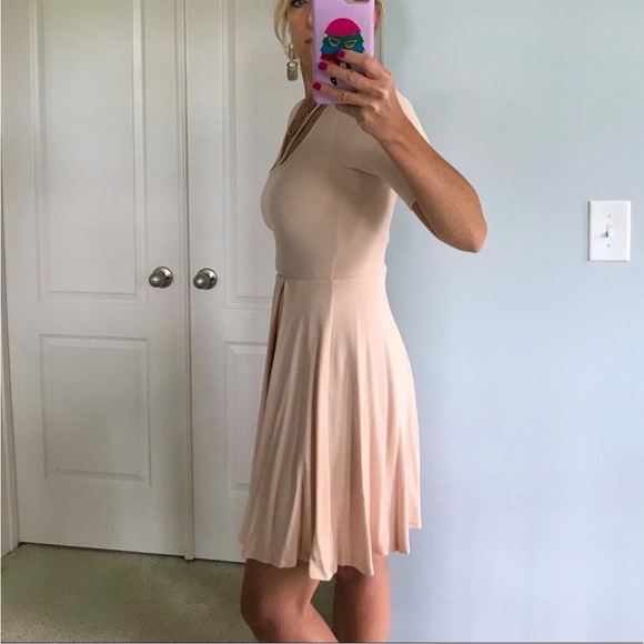 Light Peach Color Fit and Flare Dress - Picture 7 of 7